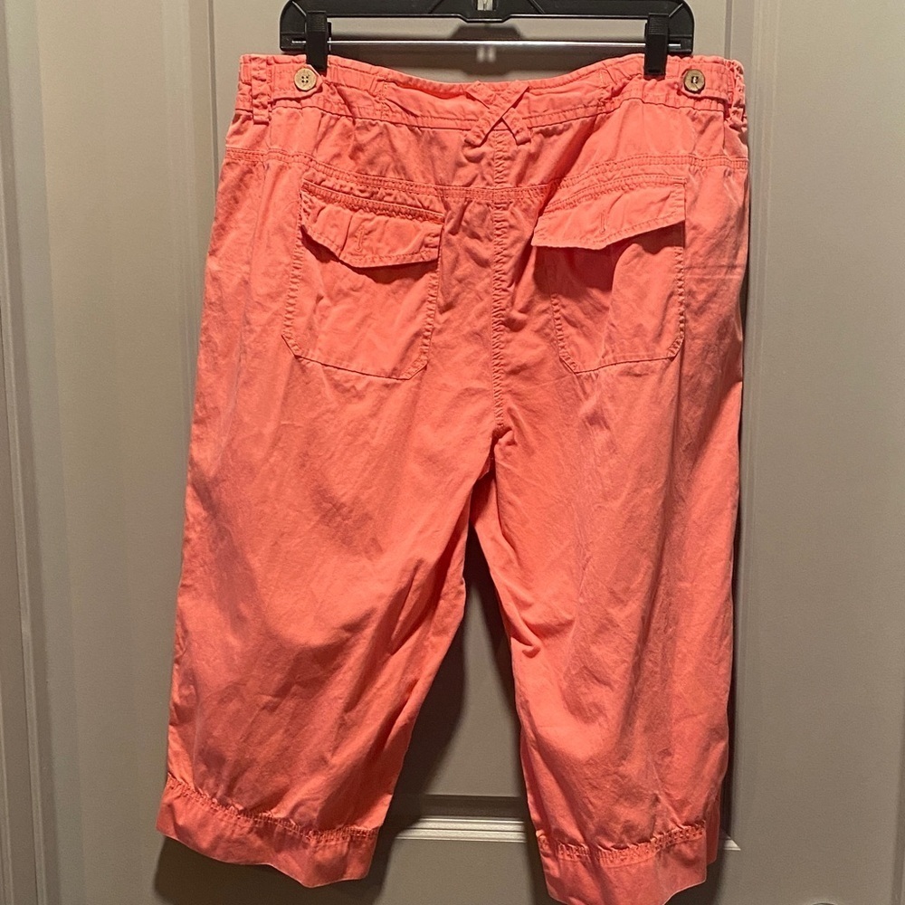Coral Cotton Capri Pants Women Size 16W Cropped Summer Casual Pull On Style - Picture 7 of 8